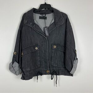 NWT BlankNYC Black Utility Jacket Shacket Boxy Oversized Size Medium Denim